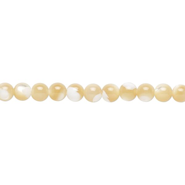Bead, mother-of-pearl shell (natural), 4mm round, Mohs hardness 3-1/2. Sold per 15-1/2" to 16" strand. image number 0