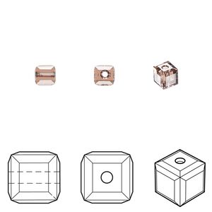 Bead 12pk blush rose, Crystal Passions® 4mm cube 5601