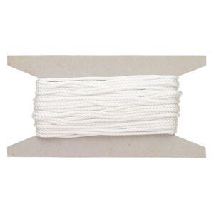 Cord, nylon, white, 2mm round. Sold per 25-foot card.