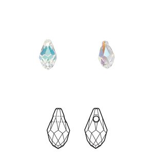 Briolette 4pk crystal AB, Crystal Passions® 9x5mm pendant drop 6007