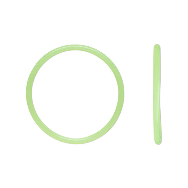 Component, Oh! Ring™, silicone, neon green, 25mm round with 22mm hole. Sold per pkg of 50. image number 0