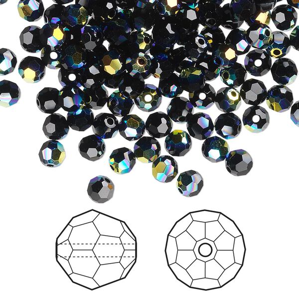 Bead 720pk jet AB, Swarovski® 4mm round 5000 image number 0