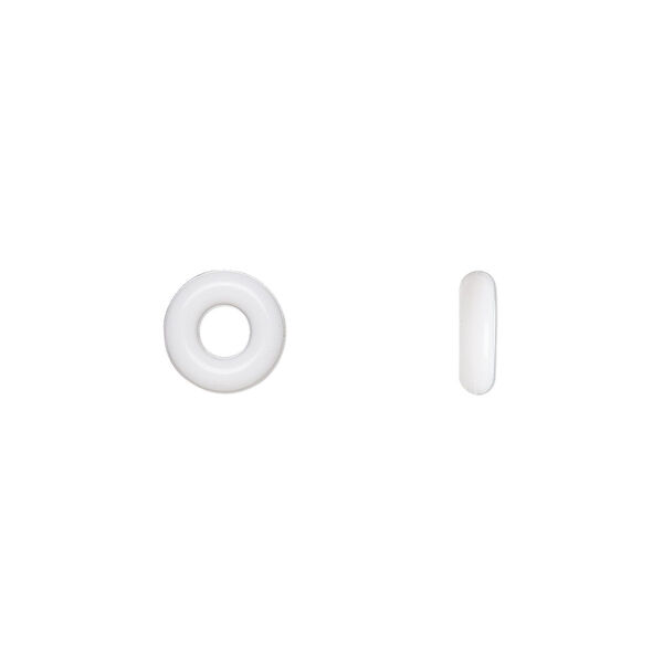 Component, Oh! Ring™, silicone, white, 7mm round with 3mm hole. Sold per pkg of 300. image number 0