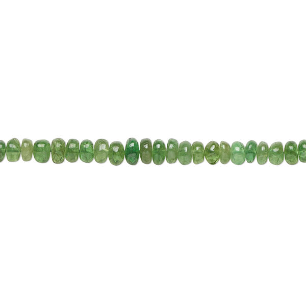Bead, tsavorite garnet (natural), 3x1mm-4x3mm graduated hand-cut rondelle, B grade, Mohs hardness 7 to 7-1/2. Sold per 8-inch strand, approximately 100 beads. image number 0