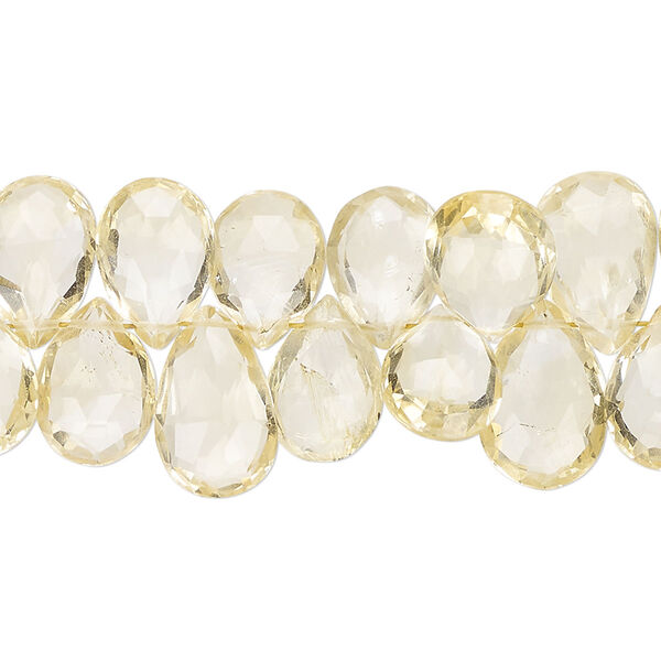 Citrine 1pkg1, hand-cut top-drilled faceted puffed teardrop bead B grade, 8 inch 9x6mm-12x9mm image number 0