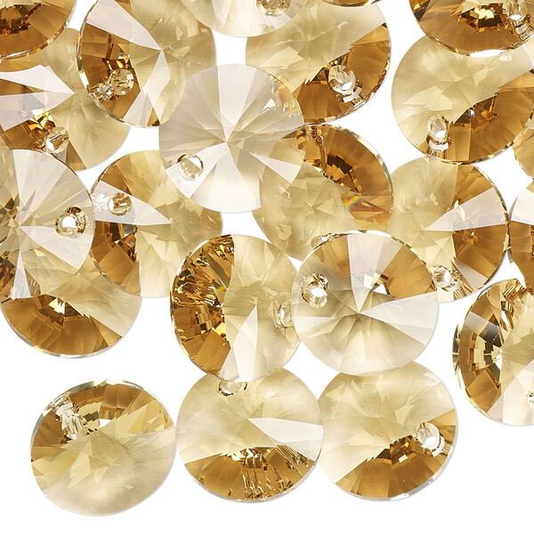 Drop 12pk light Colorado topaz, Crystal Passions® 12mm pendant mini disk 6428 image number 1