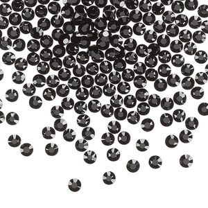 Flat back, Dance With Me™ crystal hotfix rhinestone, jet, foil back, 2.7-2.9mm rose, SS10. Sold per pkg of 144 (1 gross).