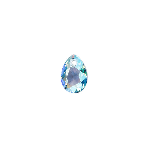 Drop 48pk aquamarine shimmer, Swarovski® 11.5mm pendant pear cut 6433 image number 0