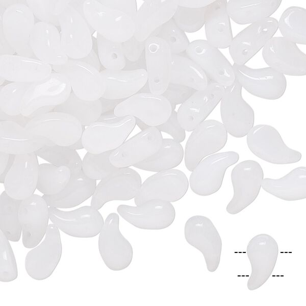 Bead, Zoliduo®, Czech pressed glass, translucent white, 8x5mm double-drilled left-facing comma. Sold per pkg of 30. image number 0