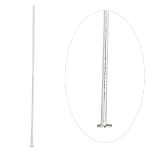 Head pin, sterling silver, 2 inches, 24 gauge. Sold per pkg of 10.