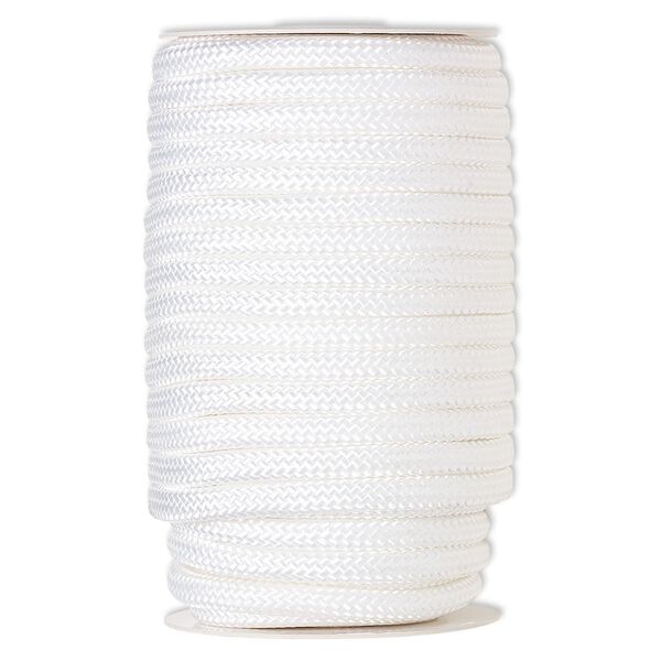 Cord, nylon, white, 8mm braided. Sold per 60-foot spool. image number 0