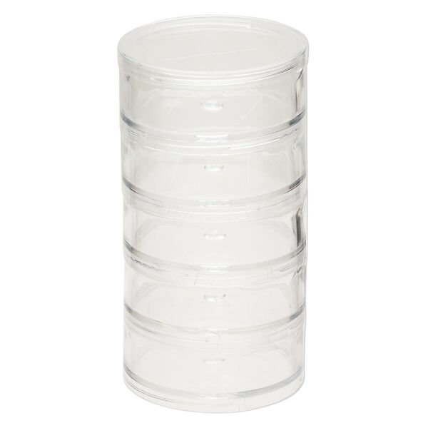 Organizer jar, Space Saver, acrylic, clear, 2-3/4 x 1-1/4 inch round. Sold per 5-piece set. image number 1