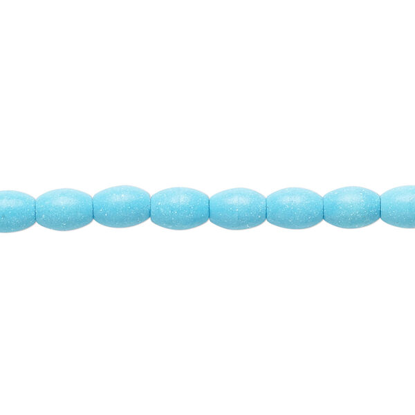 Bead, magnesite (dyed / stabilized), blue, 6x4mm-7x5mm oval, C grade, Mohs hardness 3-1/2 to 4. Sold per 15-inch strand. image number 0