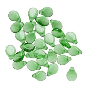 Bead, Preciosa Pip&trade;, Czech pressed glass, transparent emerald green, 7x5mm top-drilled pip. Sold per pkg of 30.