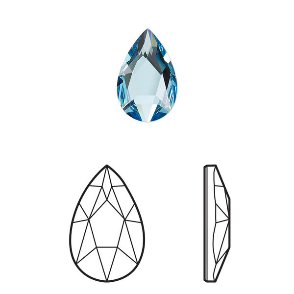 Flat back 6pk aquamarine foil back, Crystal Passions® 14x9mm pear 2303 image number 0
