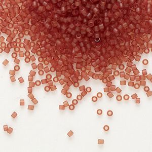 Seed bead, Delica®, glass, pkg/50g, #11 round, translucent matte berry light topaz (DB-0773).