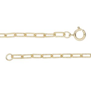 Chain 1pkg1 14Kt gold-filled paperclip, 2.6mm textured / springring clasp, 18 inch