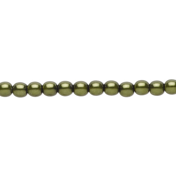 Bead, Czech pearl-coated glass druk, emerald green, 4mm round. Sold per 15-1/2" to 16" strand. image number 0
