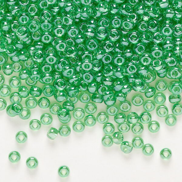 Seed bead, Preciosa Ornela Czech glass, pkg/500g, #8 rocaille, translucent luster light green, (56100). image number 0