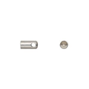 Cord end, glue-in, stainless steel, 8x4mm with 3mm inside diameter. Sold per pkg of 10.