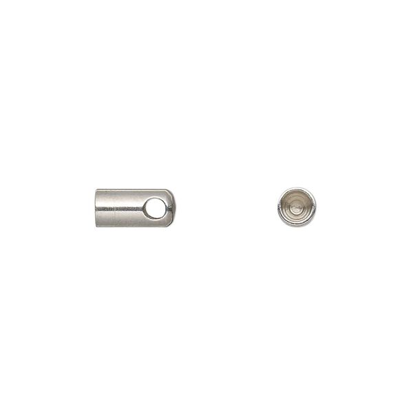 Cord end, glue-in, stainless steel, 8x4mm with 3mm inside diameter. Sold per pkg of 10. image number 0