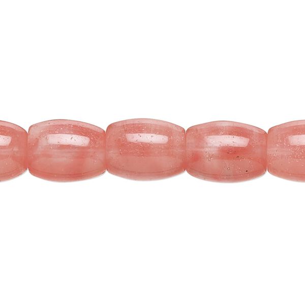 Bead, cherry "quartz" glass, 11x9mm-12x9mm barrel with 0.6-0.8mm hole. Sold per 15-1/2" to 16" strand. image number 0