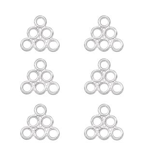 Loop, sterling silver, 10x4mm triangle with 6 loops. Sold per pkg of 6.