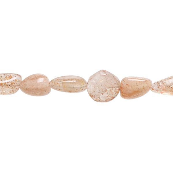 Sunstone 1pkg1, hand-cut pebble bead natural 8 inch medium image number 0