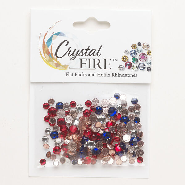 Flat back mix 1pkg144 cobalt and sapphire foil back, Crystal FIRE®, 3.00-4.80mm hotfix round SS12 / SS16 / SS20 image number 0