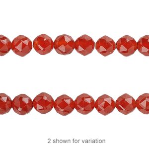 Carnelian 1pkg1, rose-cut round bead 8 inch 6mm