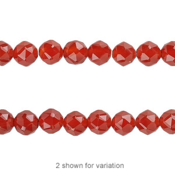 Carnelian 1pkg1, rose-cut round bead 8 inch 6mm image number 0