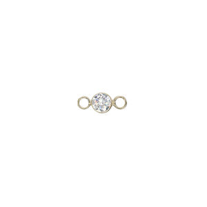 Link, cubic zirconia and 14Kt gold-filled, clear, 4.5mm round with 4mm faceted round. Sold individually.