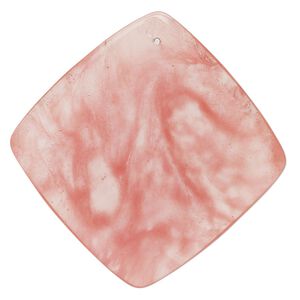 Focal, cherry "quartz" glass, 48mm top-drilled flat diamond. Sold individually.