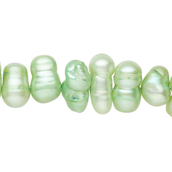 Freshwater pearl 1pkg1, freeform, 15 inch spring green 9x7mm-15x9mm cultured image number 0