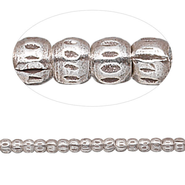 Bead, Hill Tribes, antiqued sterling silver, 3mm textured rondelle. Sold per 8-inch strand, approximately 70 beads. image number 0