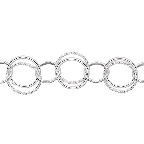 Chain, sterling silver, 8mm round and 10.5mm double loop round. Sold per pkg of 5 feet. image number 0
