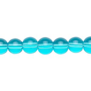 Bead, glass, aqua blue, 8mm round. Sold per 36-inch strand.