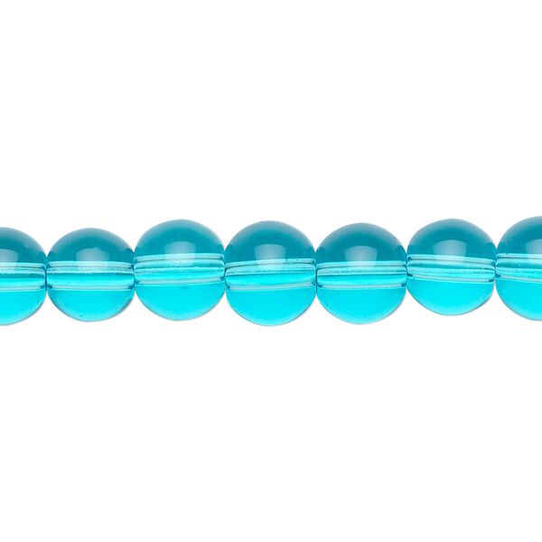 Bead, glass, aqua blue, 8mm round. Sold per 36-inch strand. image number 0