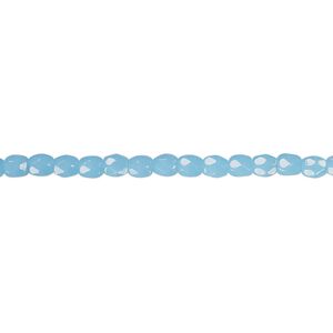Bead, Czech fire-polished glass, opaque turquoise blue, 3mm faceted round. Sold per 15-1/2" to 16" strand, approximately 130 beads.