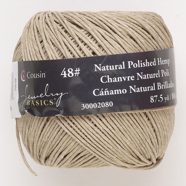 Cord, polished hemp, 1.5mm round. Sold per 80-meter pkg. image number 0
