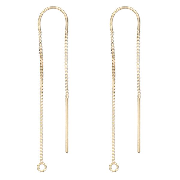 Ear thread 1pkg2 14Kt gold-filled, 3.5 inch box chain / u-shaped / open loop, 1 pair image number 0