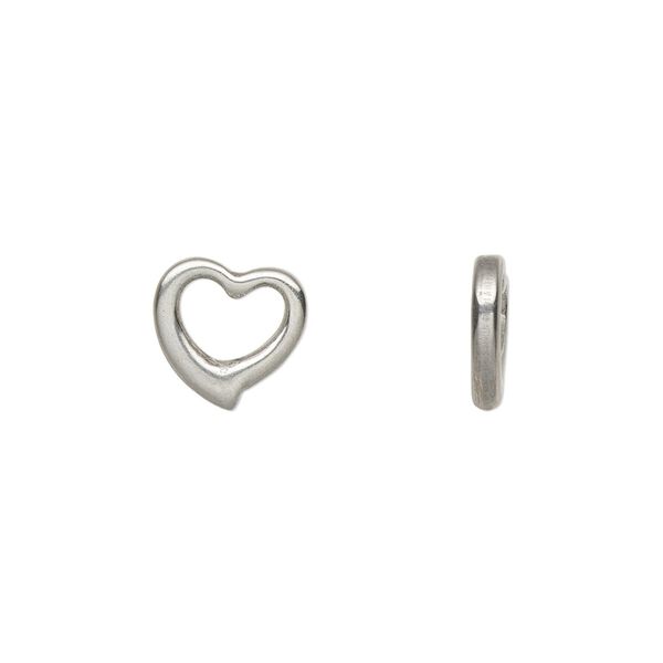 Charm, stainless steel, 10mm double-sided open heart. Sold per pkg of 2. image number 0