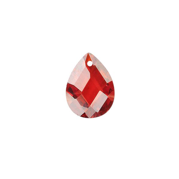 Drop, cubic zirconia, orange, 16x12mm hand-faceted teardrop, Mohs hardness 8-1/2. Sold per pkg of 2. image number 0