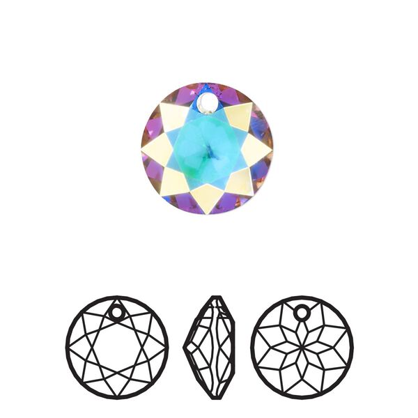Drop 1pk crystal AB, Crystal Passions® 14mm pendant classic cut 6430 image number 0