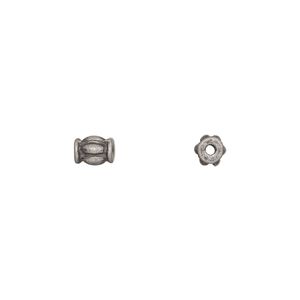Bead, antique silver-plated aluminum, 5.5x5mm corrugated rondelle. Sold per pkg of 10.