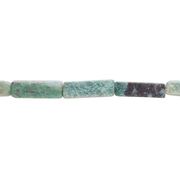 Bead, African "jade" (quartz) (natural), 13x4mm square tube, B grade, Mohs hardness 7. Sold per 15-1/2" to 16" strand. image number 0