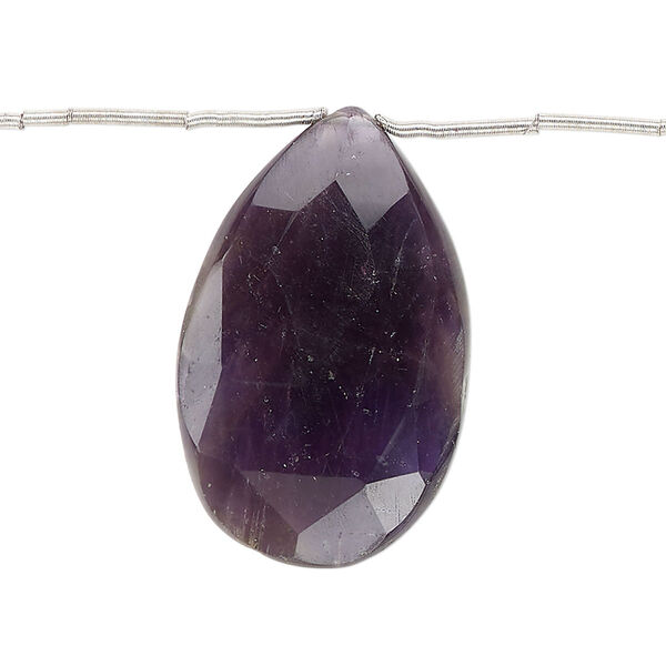 Amethyst 1pkg5, hand-cut top-drilled faceted puffed teardrop bead natural C grade, 21x15mm-32x20mm image number 0