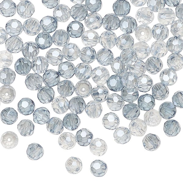 Bead 144pk translucent crystal silver night, Celestial Crystal® 4mm round image number 0