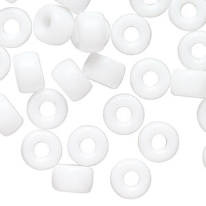 Bead 1pkg60, Czech pressed glass, opaque white, 9x6mm crow.