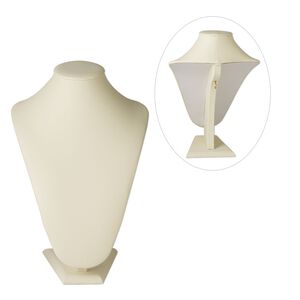 Display, necklace, leatherette, cream, 11 x 7-1/4 x 6 inches. Sold individually.